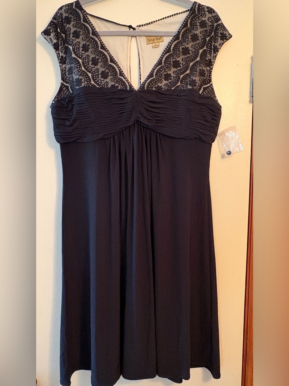 Midnight Velvet Black Lace-Detail Dress